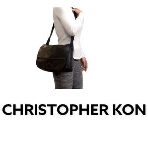 Authentic Christopher Kon black leather crossbody purse